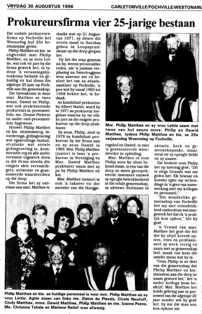 Matthee Attorneys Historical Newspaper